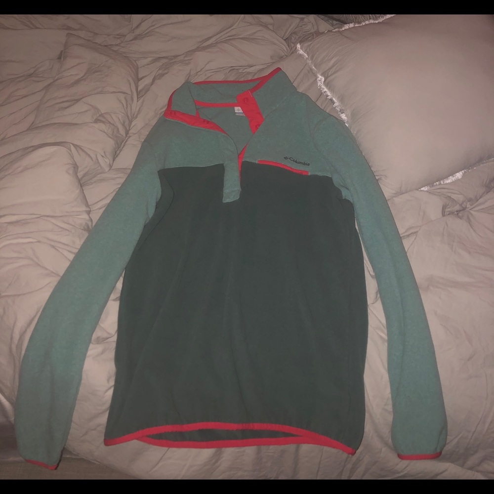 *COLUMBIA* green and pink pullover